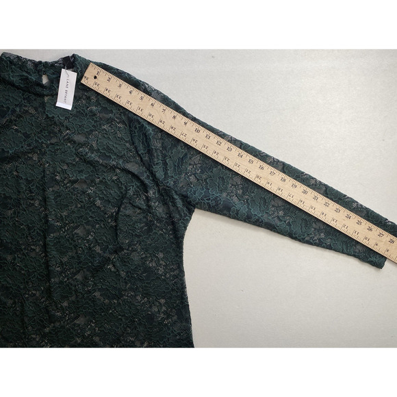 Lane Bryant Shirt Womens Size 18/20 NEW Hunter Green Mock Neck Lace Long Sleeve - Picture 9 of 12